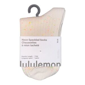 Lululemon Unisex Neon Speckled Quarter Socks Light Ivory Multi Sizes NWT Sold Ou
